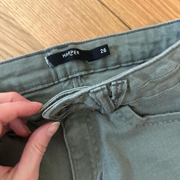 Green mini shorts low rise embroidered denim shorts from Harper size 26” - Picture 6 of 8